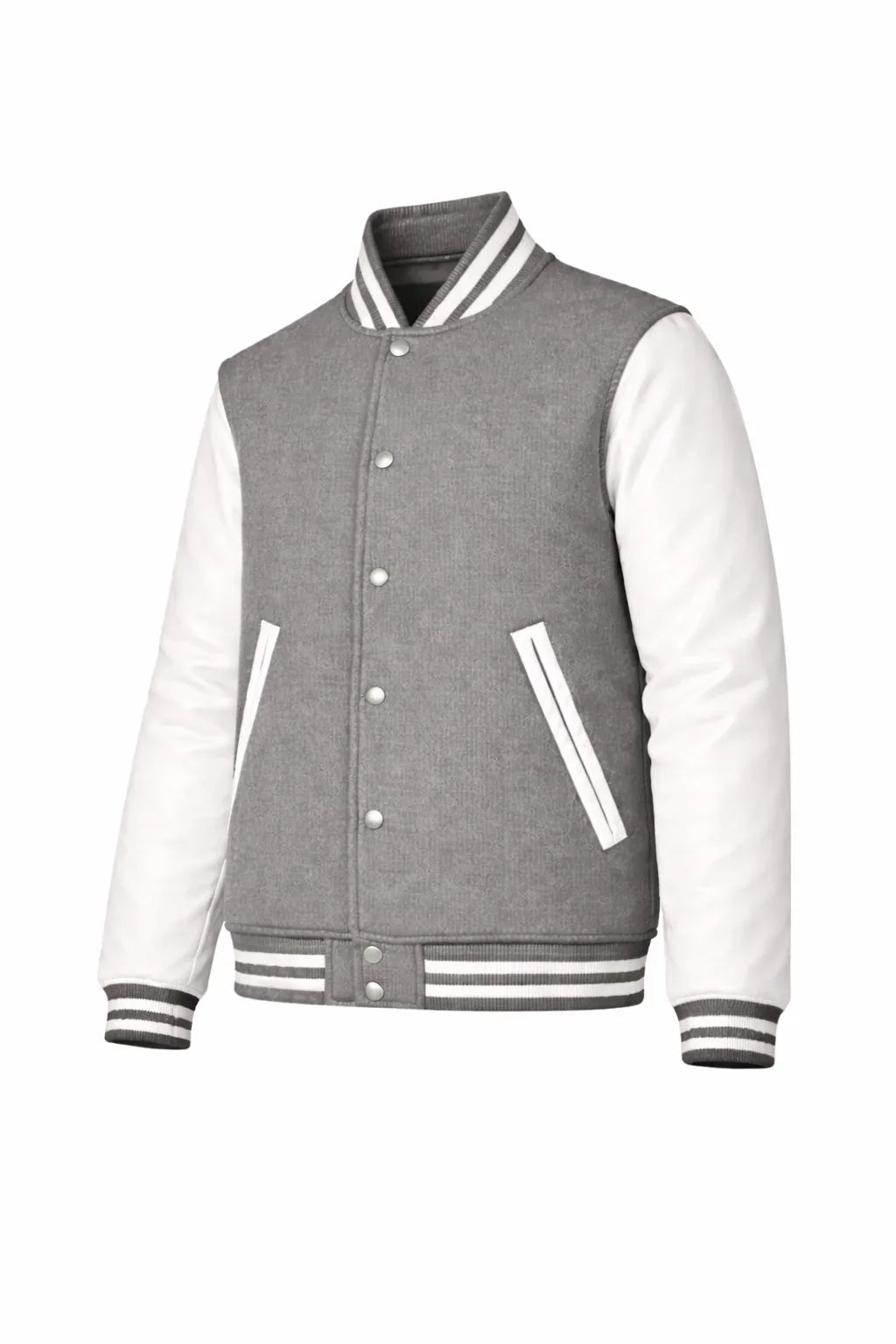 Gray Body White Sleeve Varsity Jacket – Custom Letterman Jacket Streetwear for Men & Women by DesignMyVarsity