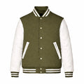 Olive Green Body White Sleeve Varsity Jacket – Custom Letterman Jacket Streetwear for Men & Women by DesignMyVarsity