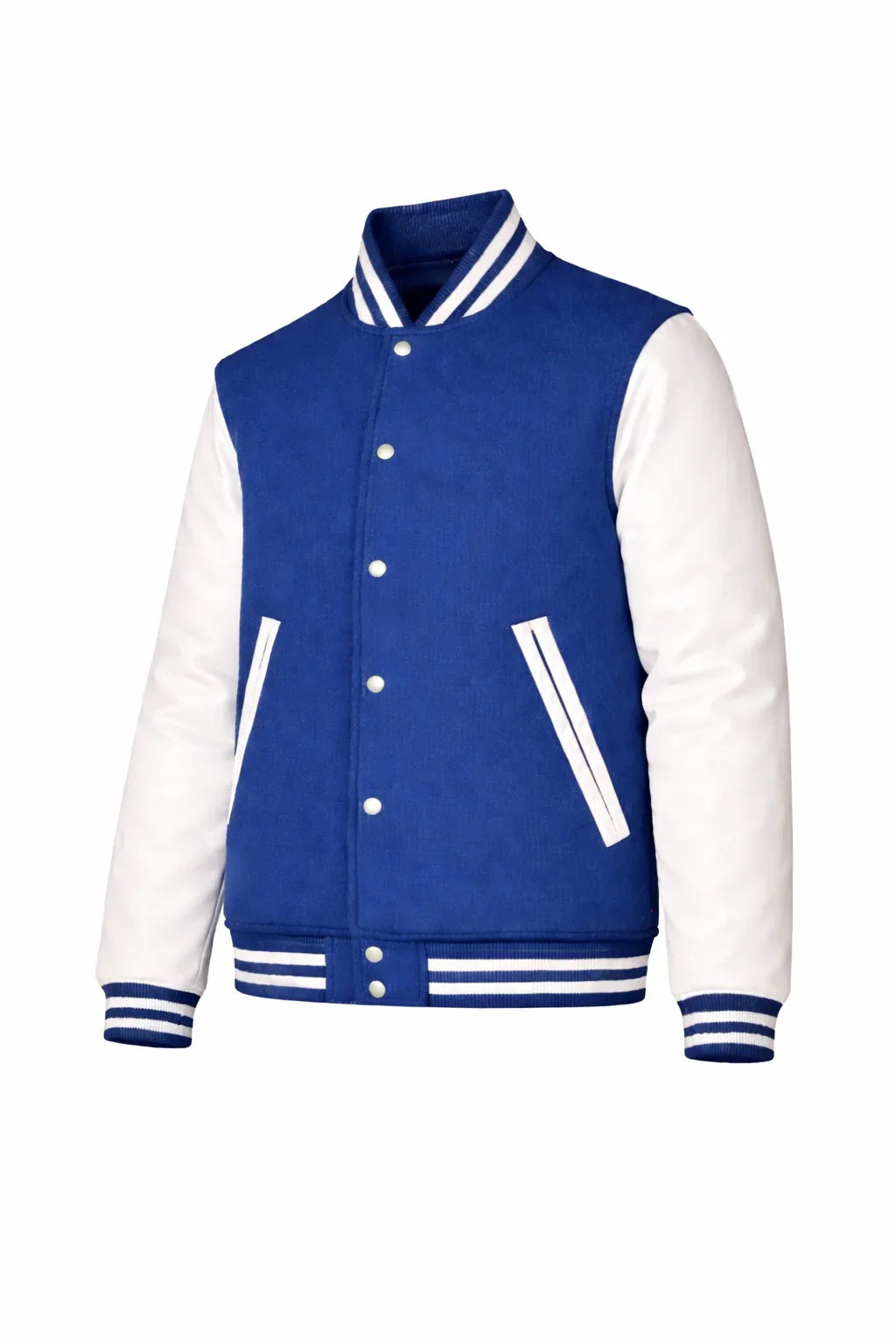 Royal Blue Body White Sleeve Varsity Jacket – Custom Letterman Jacket Streetwear for Men & Women by DesignMyVarsity