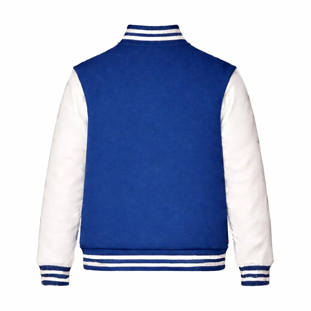 Royal Blue Body White Sleeve Varsity Jacket – Custom Letterman Jacket Streetwear for Men & Women by DesignMyVarsity
