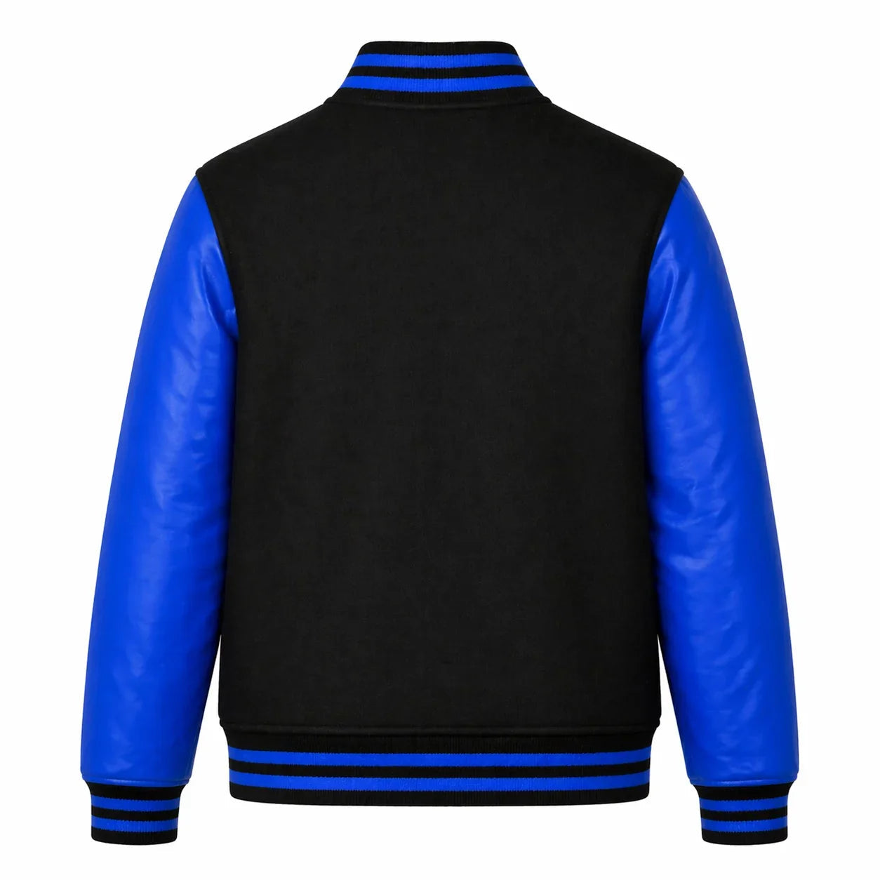 Black Body Blue Sleeve Varsity Jacket – Custom Letterman Jacket Streetwear for Men & Women by DesignMyVarsity