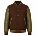 Brown Body Olive Green Sleeve Varsity Jacket – Custom Letterman Jacket Streetwear for Men & Women by DesignMyVarsity