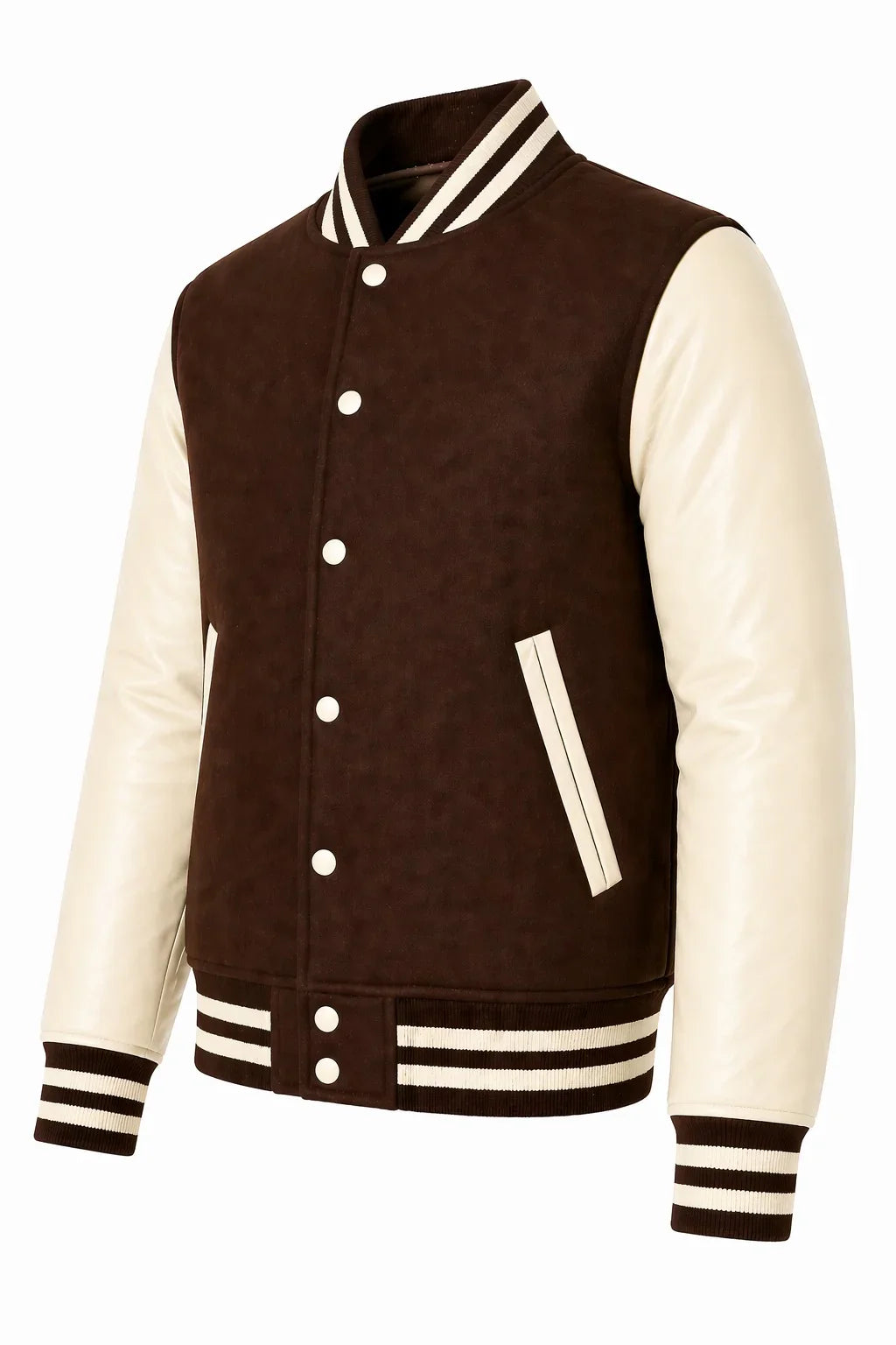 Brown Body Cream Sleeve Varsity Jacket – Custom Letterman Jacket Streetwear for Men & Women by DesignMyVarsity