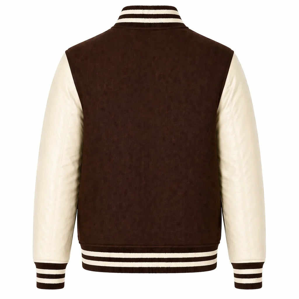 Brown Body Cream Sleeve Varsity Jacket – Custom Letterman Jacket Streetwear for Men & Women by DesignMyVarsity