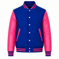 Royal Blue Body Pink Sleeve Varsity Jacket – Custom Letterman Jacket Streetwear for Men & Women by DesignMyVarsity