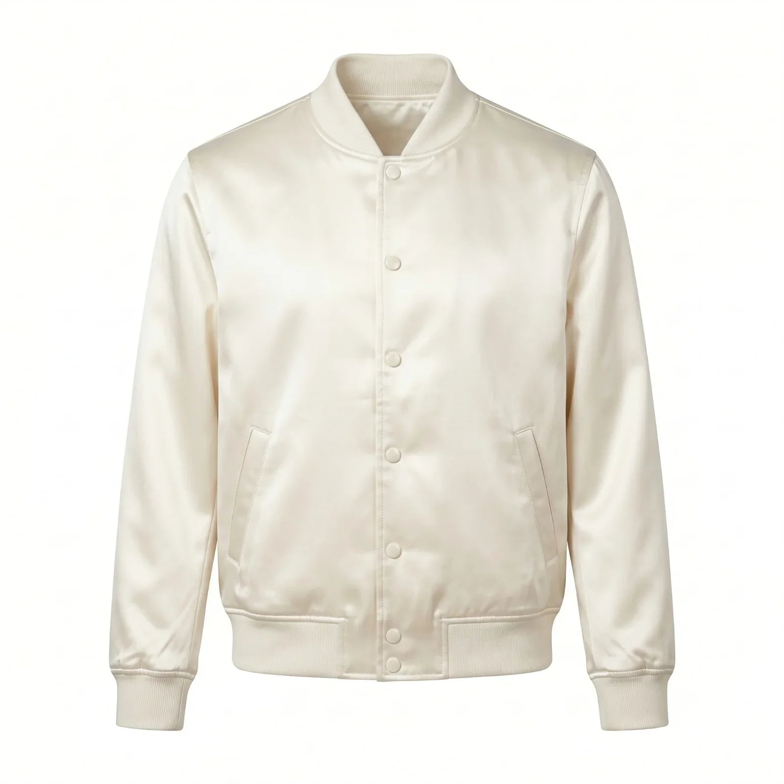 Cream Satin Varsity Jacket – Custom Letterman Jacket Streetwear for Men & Women by DesignMyVarsity