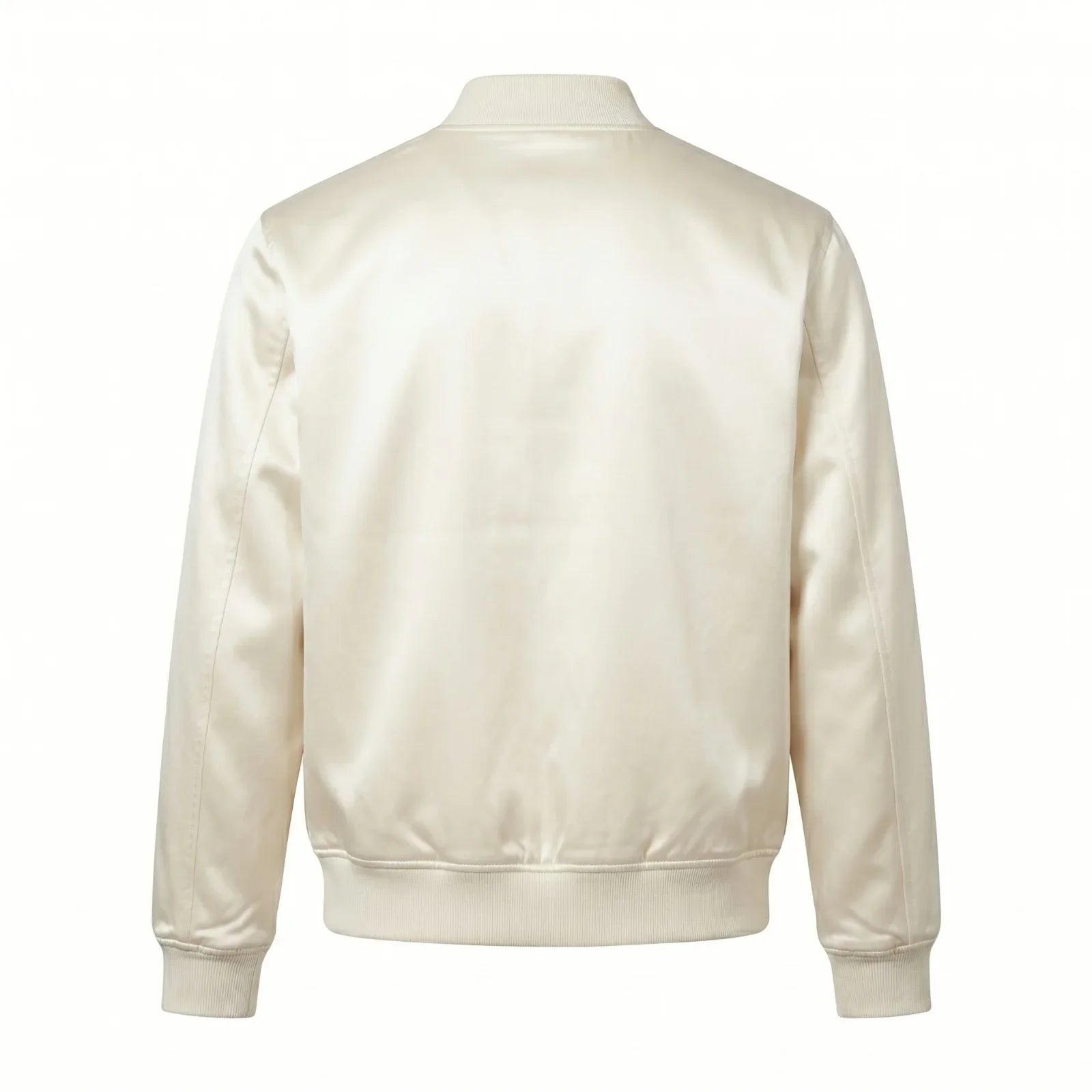 Cream Satin Varsity Jacket – Custom Letterman Jacket Streetwear for Men & Women by DesignMyVarsity