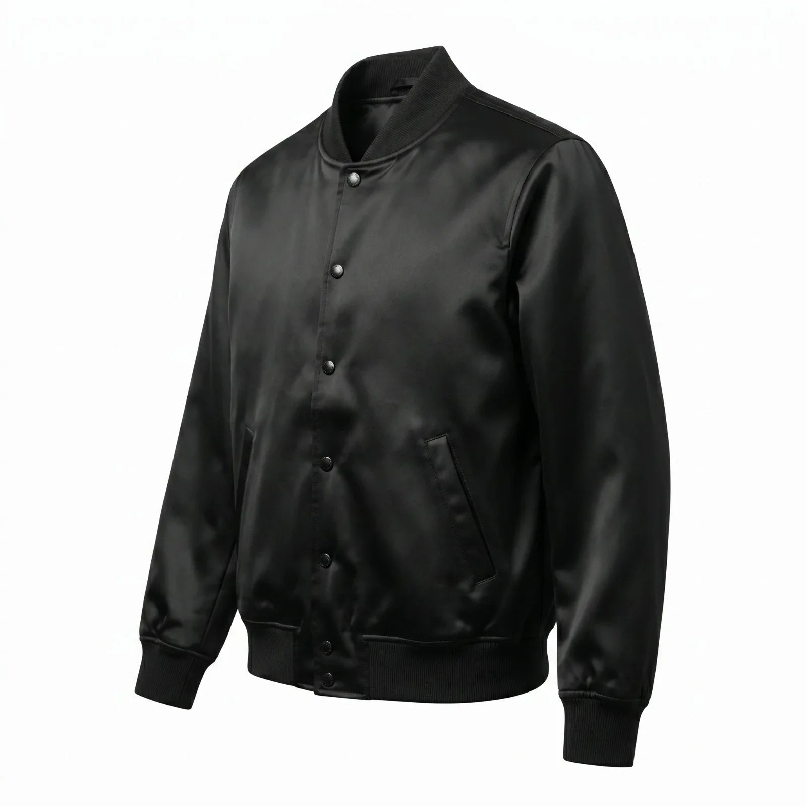 Black Satin Varsity Jacket – Custom Letterman Jacket Streetwear for Men & Women by DesignMyVarsity