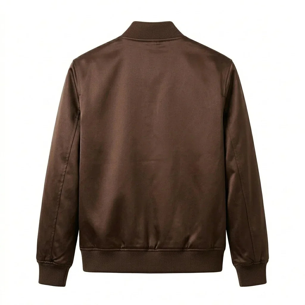 Brown Satin Varsity Jacket – Custom Letterman Jacket Streetwear for Men & Women by DesignMyVarsity