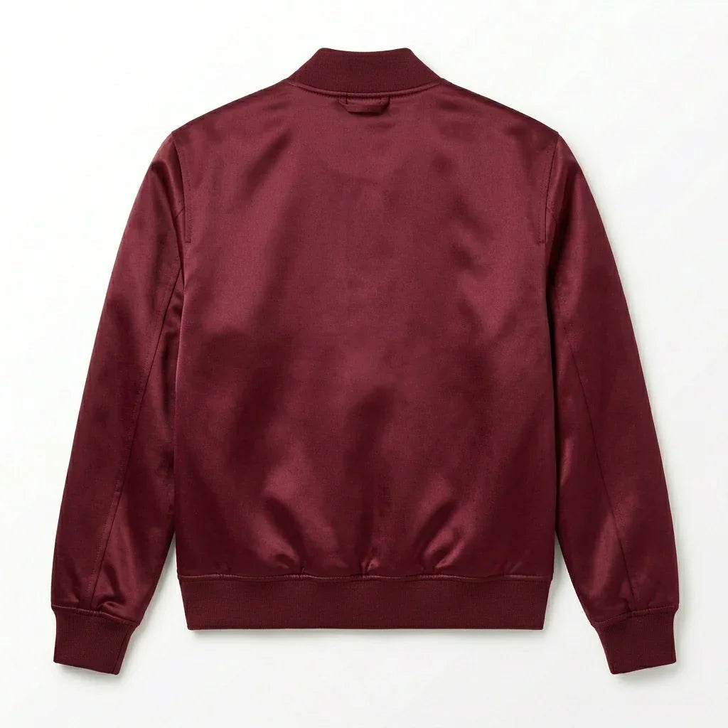 Maroon Satin Varsity Jacket – Custom Letterman Jacket Streetwear for Men & Women by DesignMyVarsity