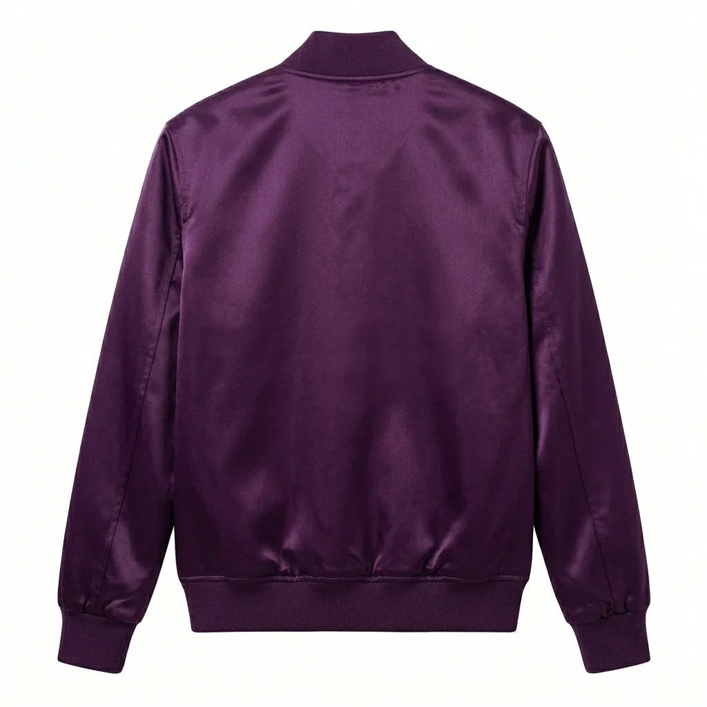 Purple Satin Varsity Jacket – Custom Letterman Jacket Streetwear for Men & Women by DesignMyVarsity