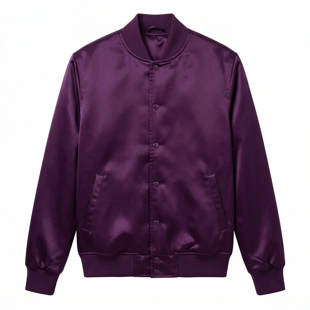 Purple Satin Varsity Jacket – Custom Letterman Jacket Streetwear for Men & Women by DesignMyVarsity