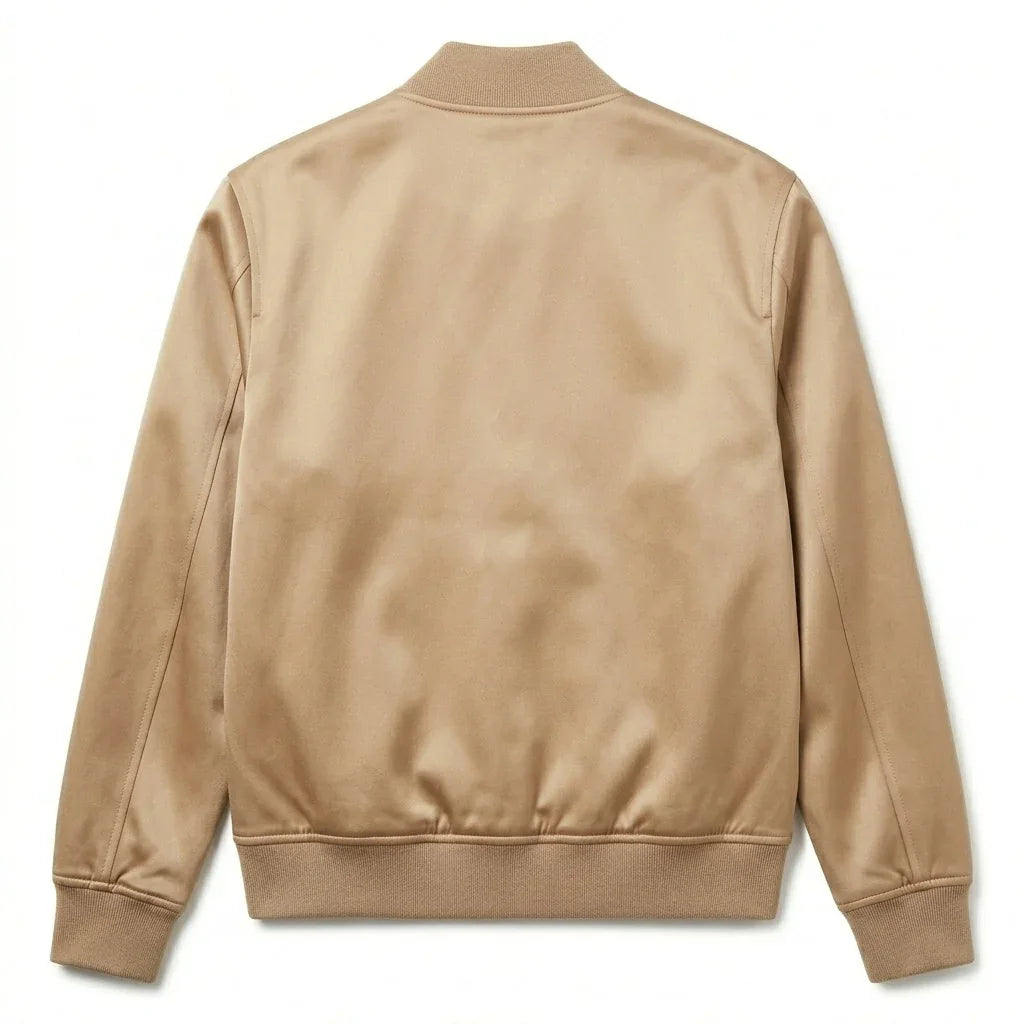Skin Tone Satin Varsity Jacket – Nude Letterman Jacket Streetwear for Men & Women by DesignMyVarsity