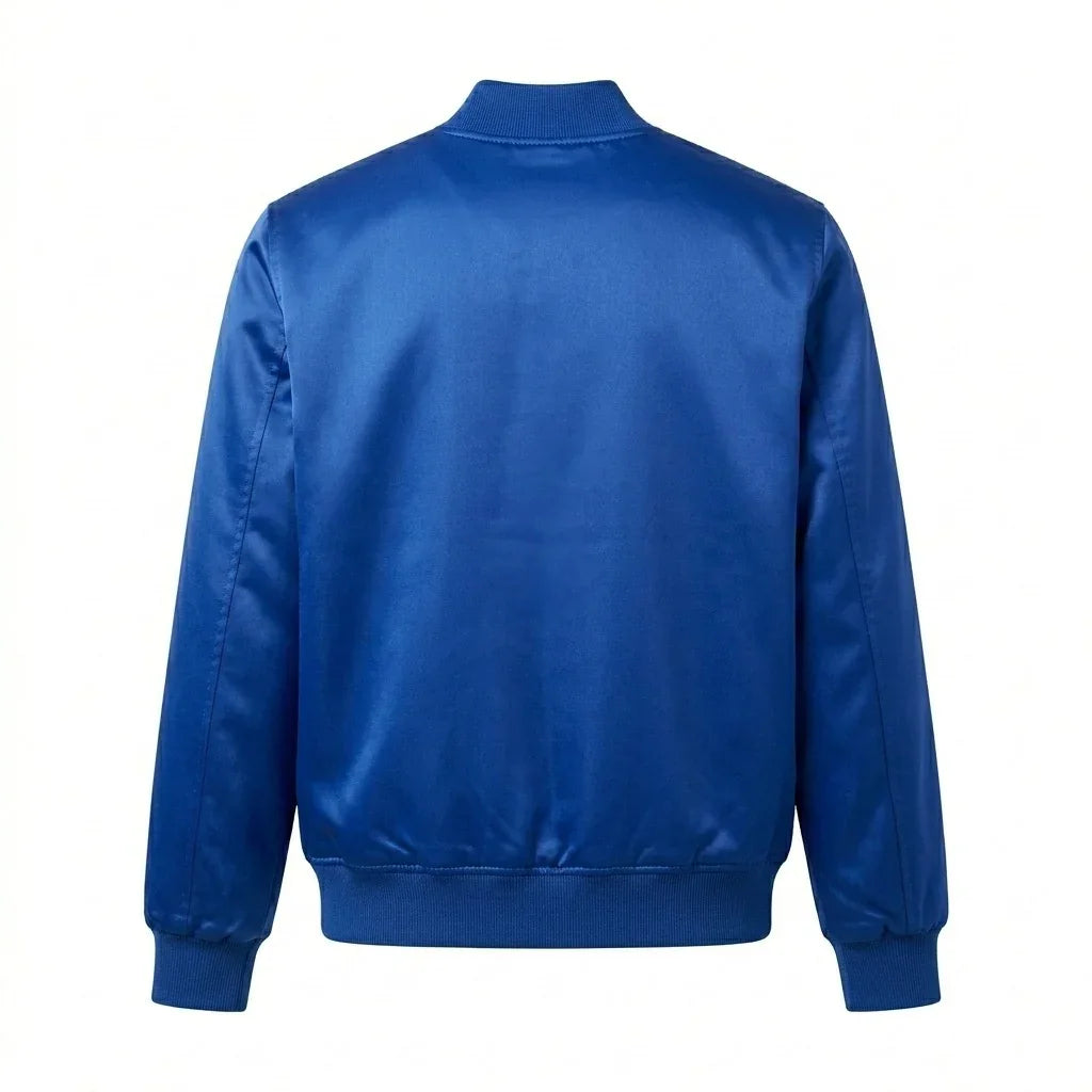 Royal Blue Satin Varsity Jacket – Custom Letterman Jacket Streetwear for Men & Women by DesignMyVarsity