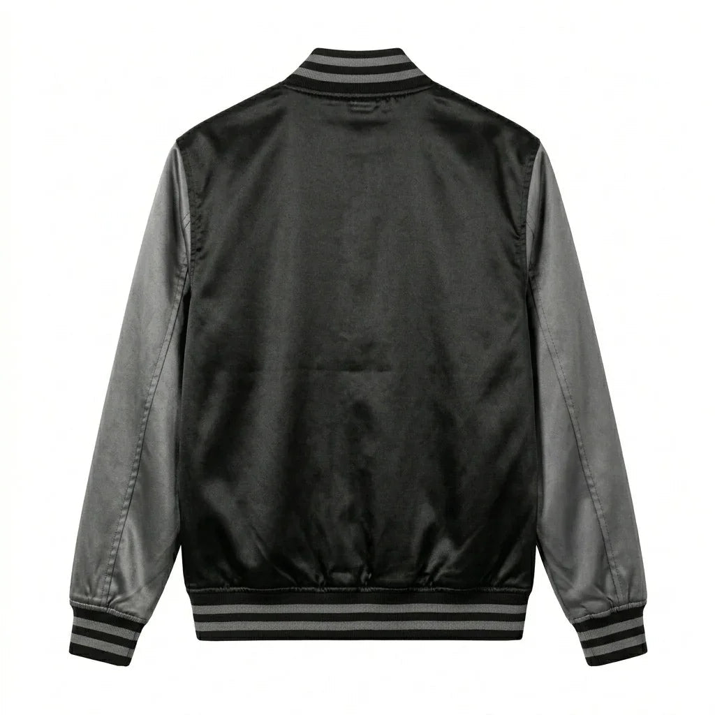 Black Body Gray Sleeve Varsity Jacket – Custom Letterman Jacket Streetwear for Men & Women by DesignMyVarsity