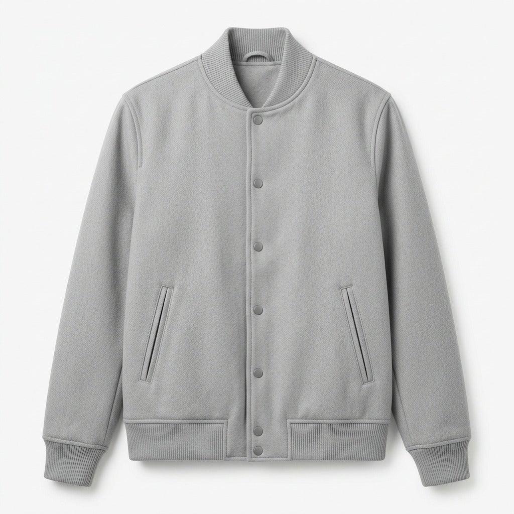 All Gray Wool Varsity Jacket by DesignMyVarsity