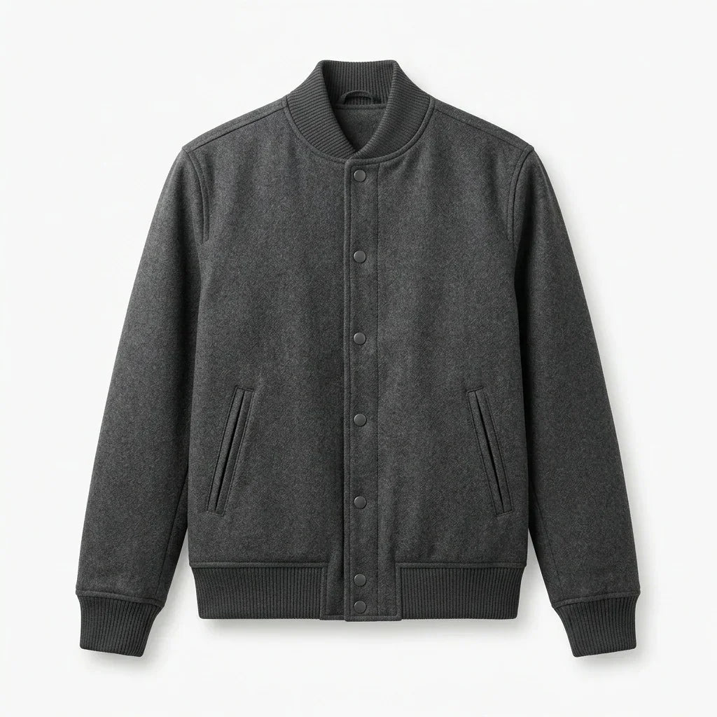 Dark Gray Wool Varsity Jacket by DesignMyVarsity