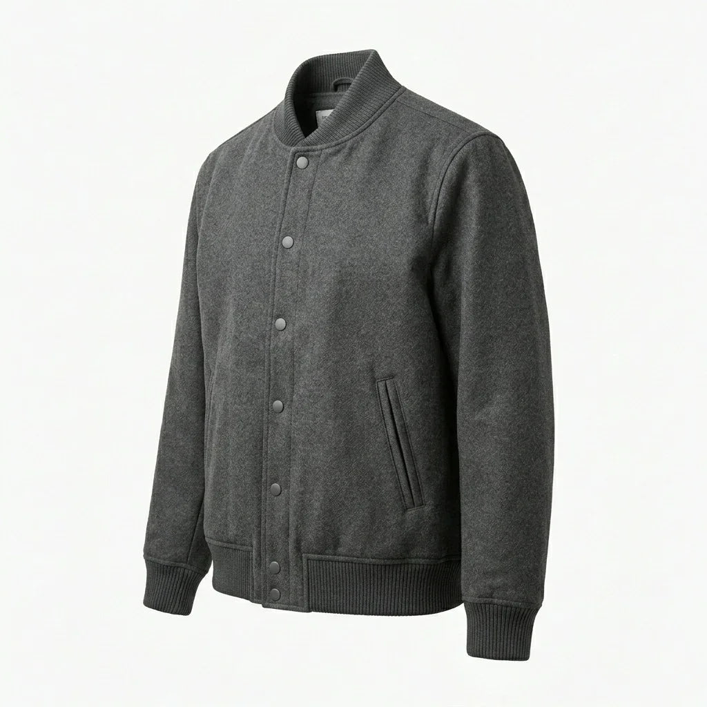 Dark Gray Wool Varsity Jacket by DesignMyVarsity
