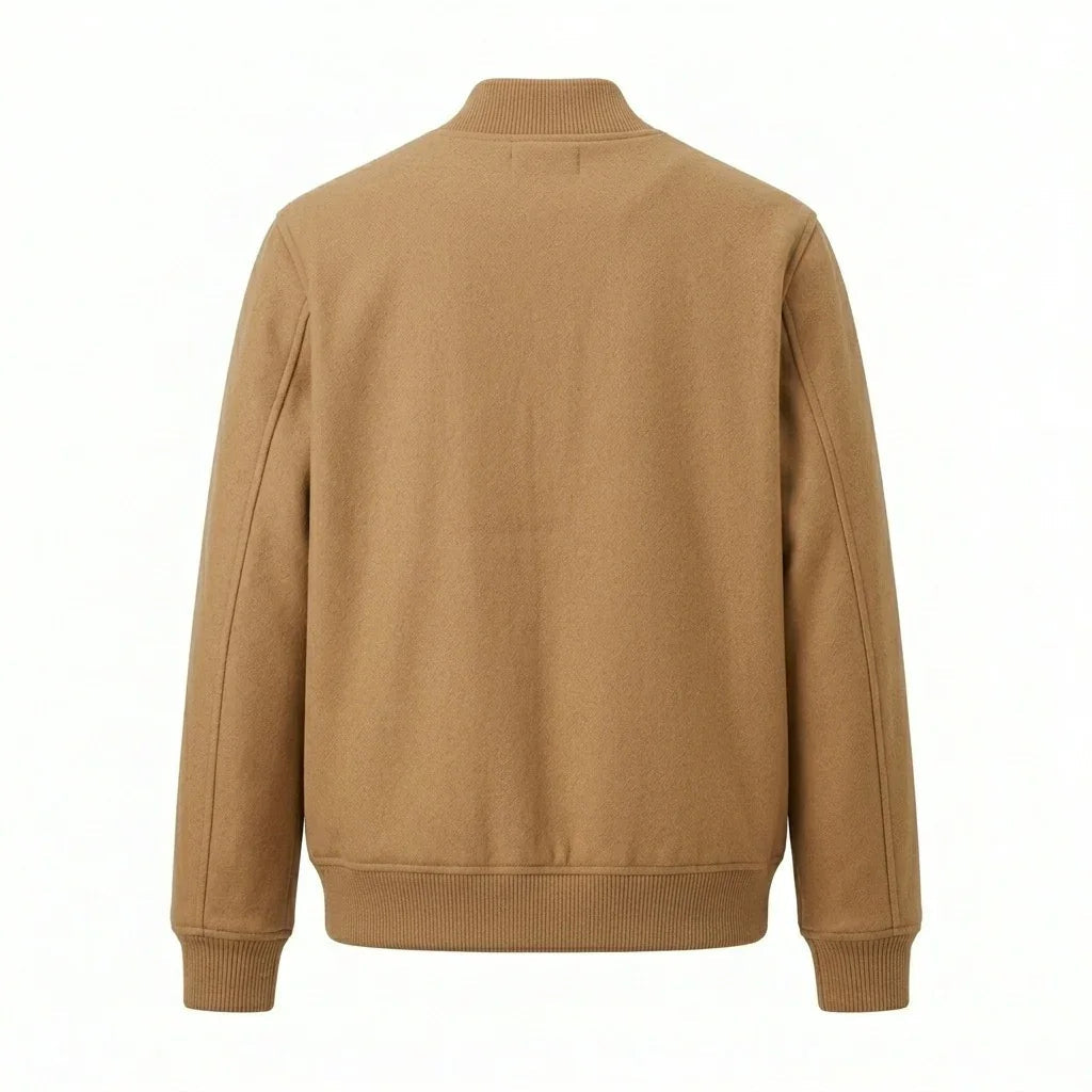 Camel Brown Wool Varsity Jacket by DesignMyVarsity