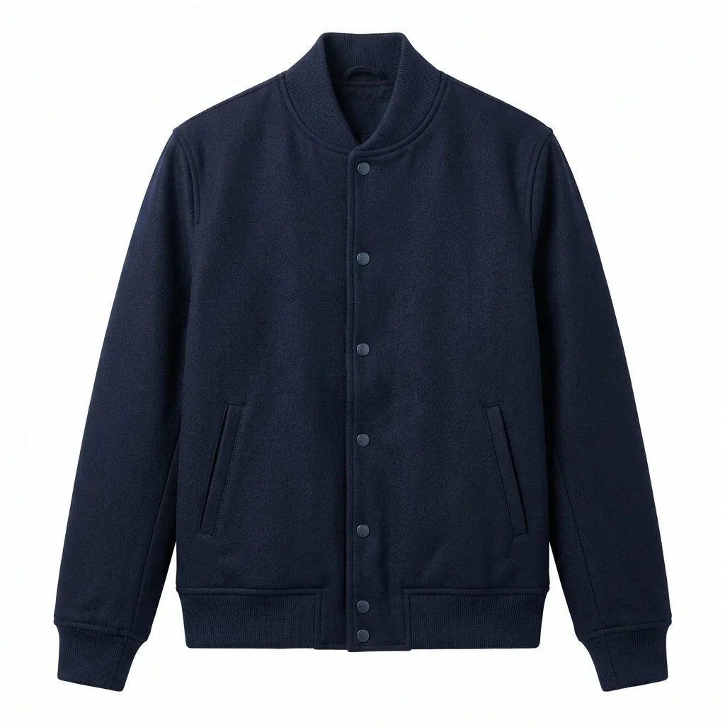 Navy Wool Varsity Jacket by DesignMyVarsity