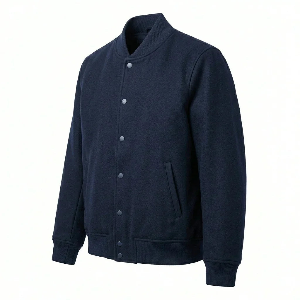 Navy Wool Varsity Jacket by DesignMyVarsity