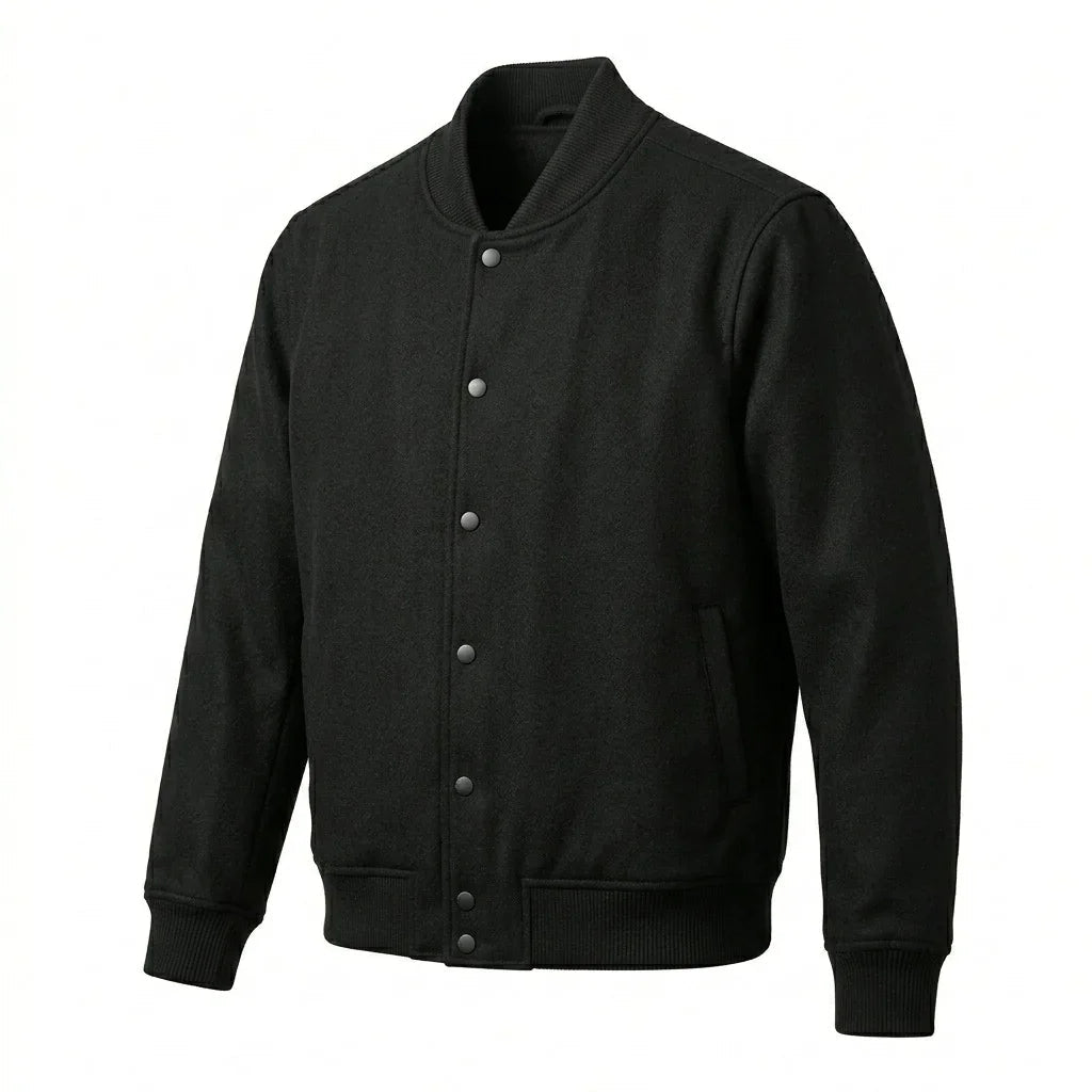 Black Wool Varsity Jacket by DesignMyVarsity