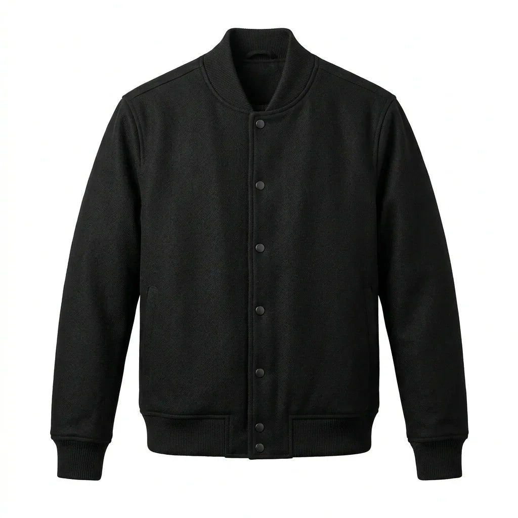 Black Wool Varsity Jacket by DesignMyVarsity