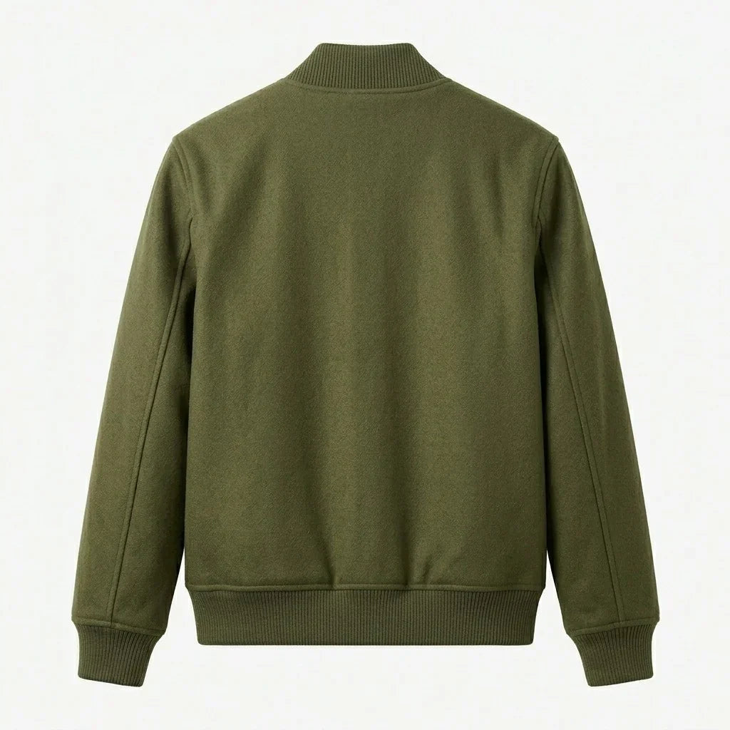 Olive Green Wool Varsity Jacket by DesignMyVarsity