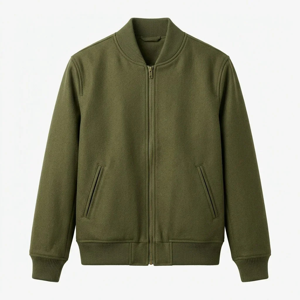 Olive Green Wool Varsity Jacket by DesignMyVarsity