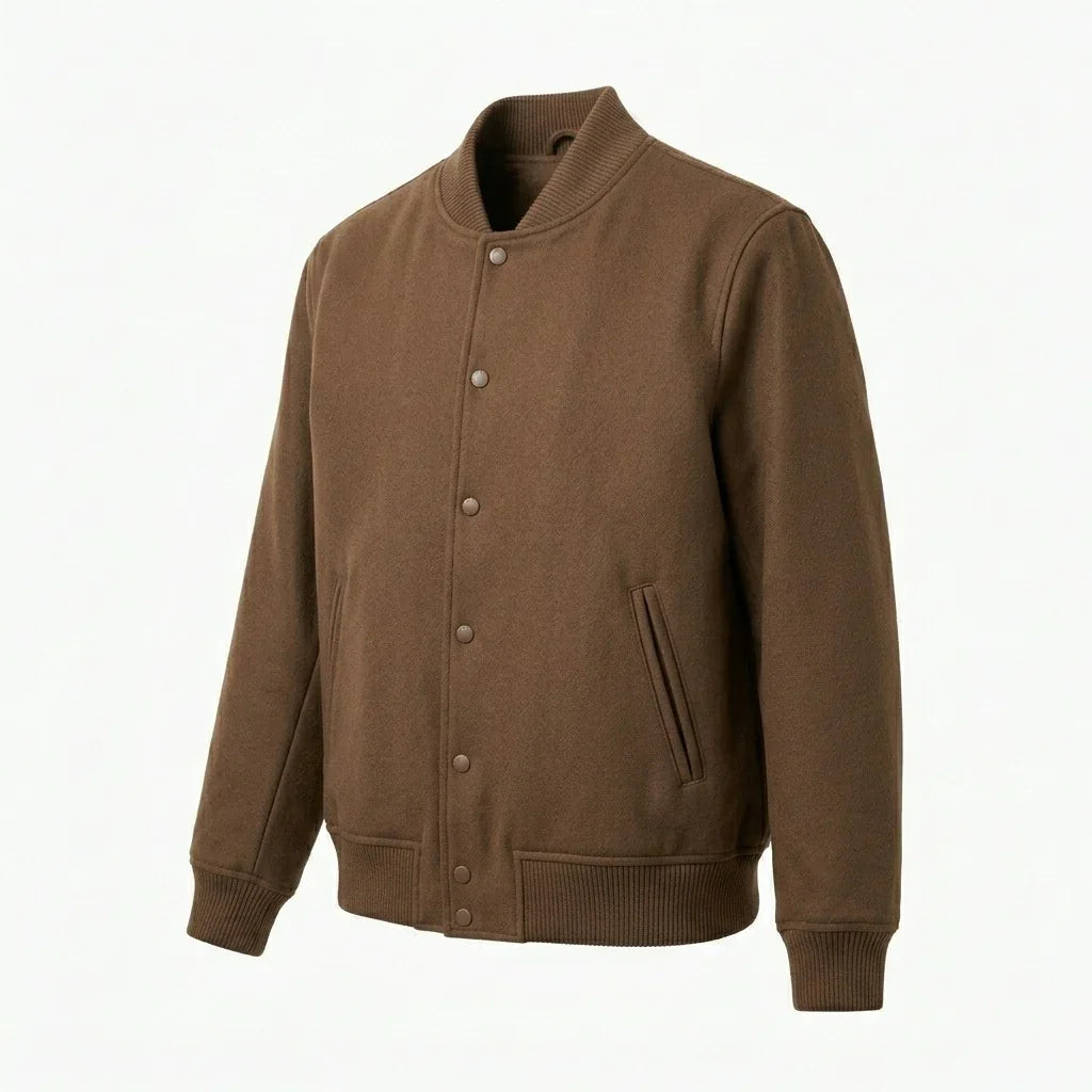 Brown Wool Varsity Jacket by DesignMyVarsity