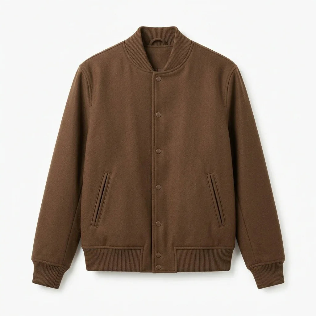 Brown Wool Varsity Jacket by DesignMyVarsity