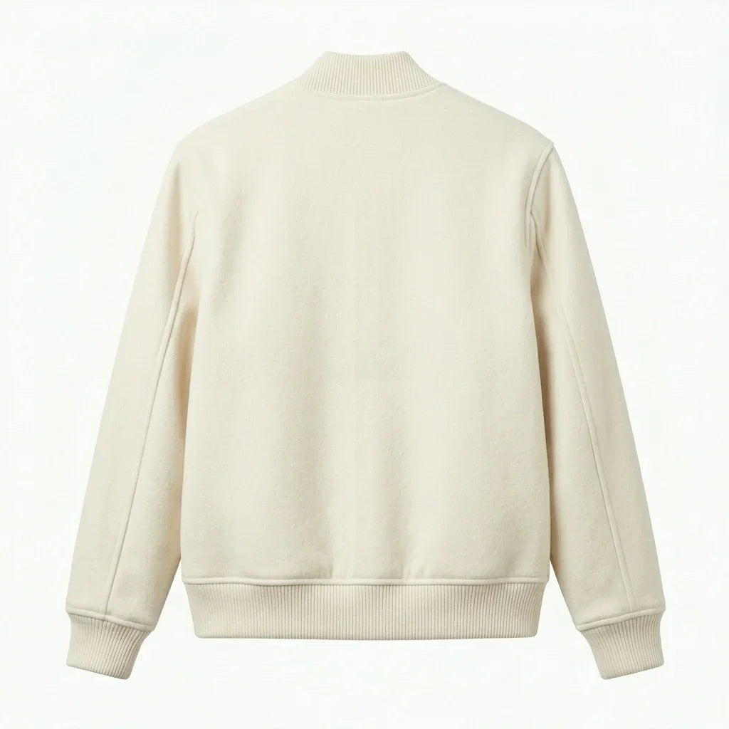 Cream Wool Varsity Jacket by DesignMyVarsity