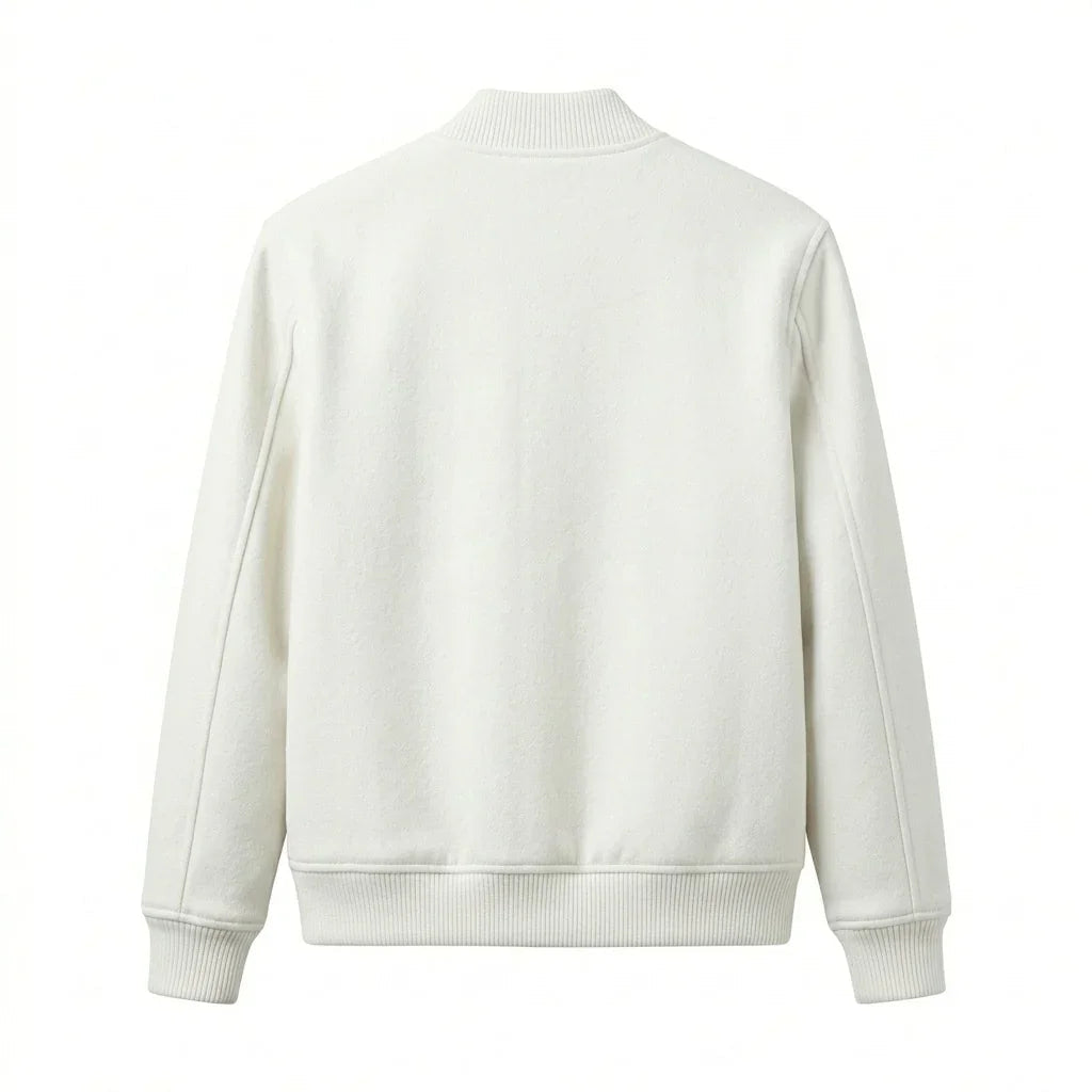 White Wool Varsity Jacket by DesignMyVarsity