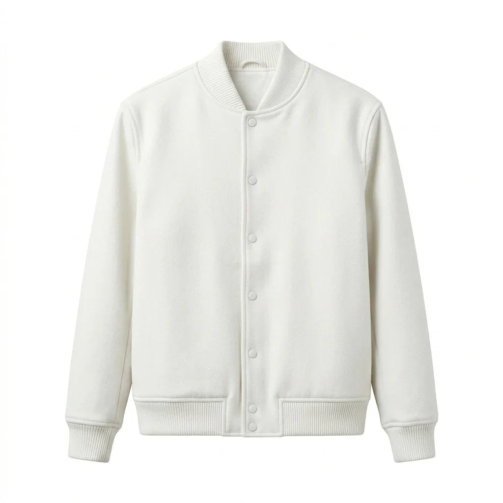 White Wool Varsity Jacket by DesignMyVarsity