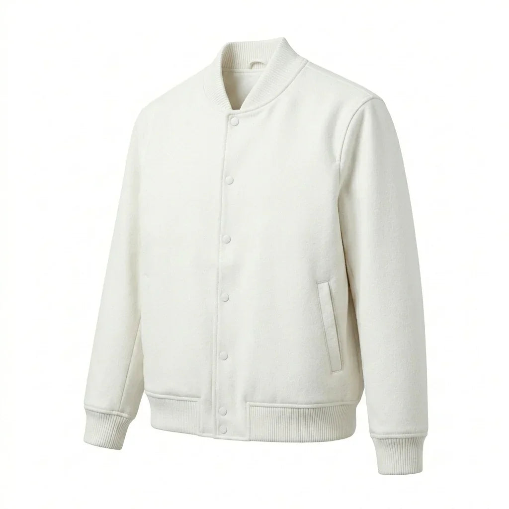 White Wool Varsity Jacket by DesignMyVarsity