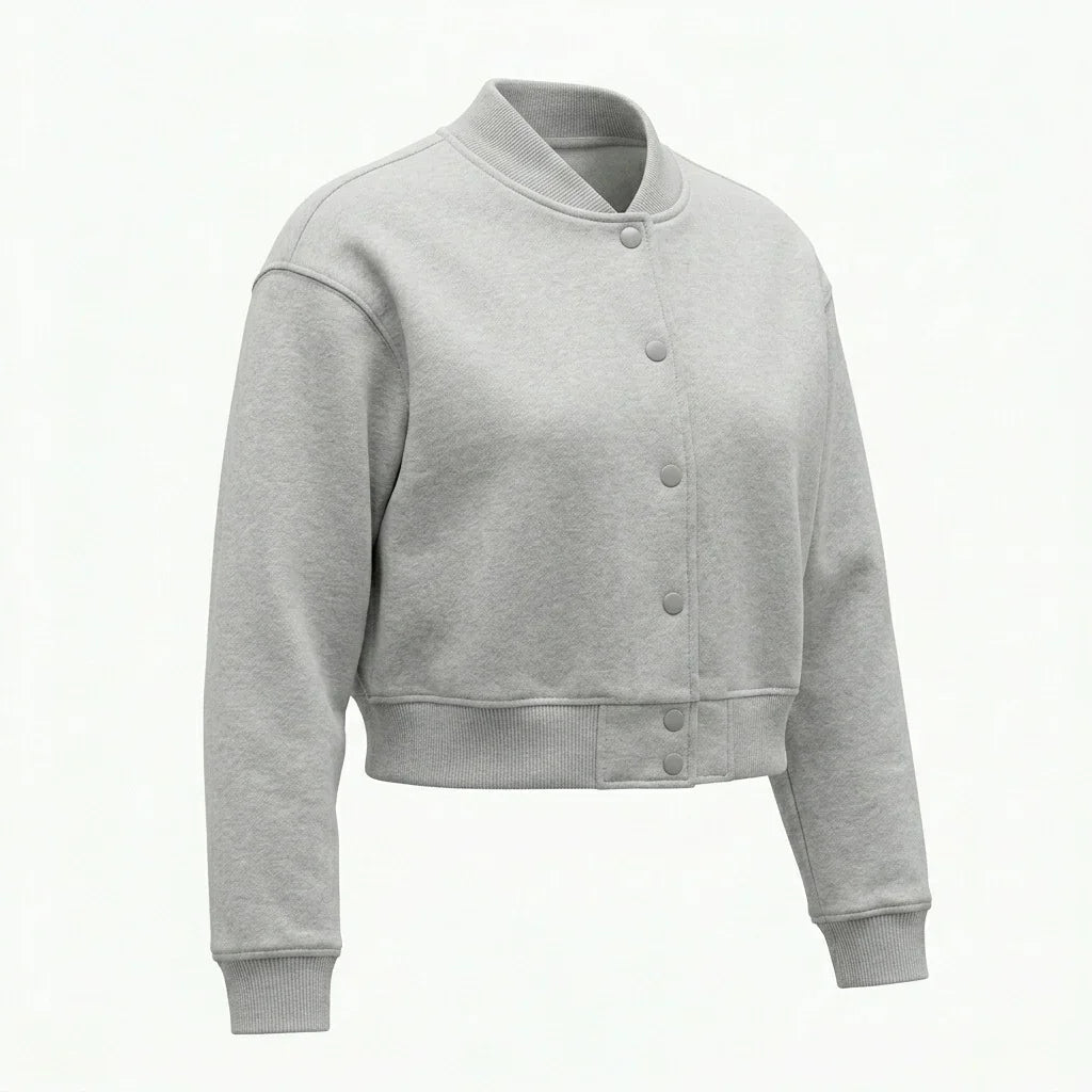 Gray Wool Cropped Varsity Jacket by DesignMyVarsity