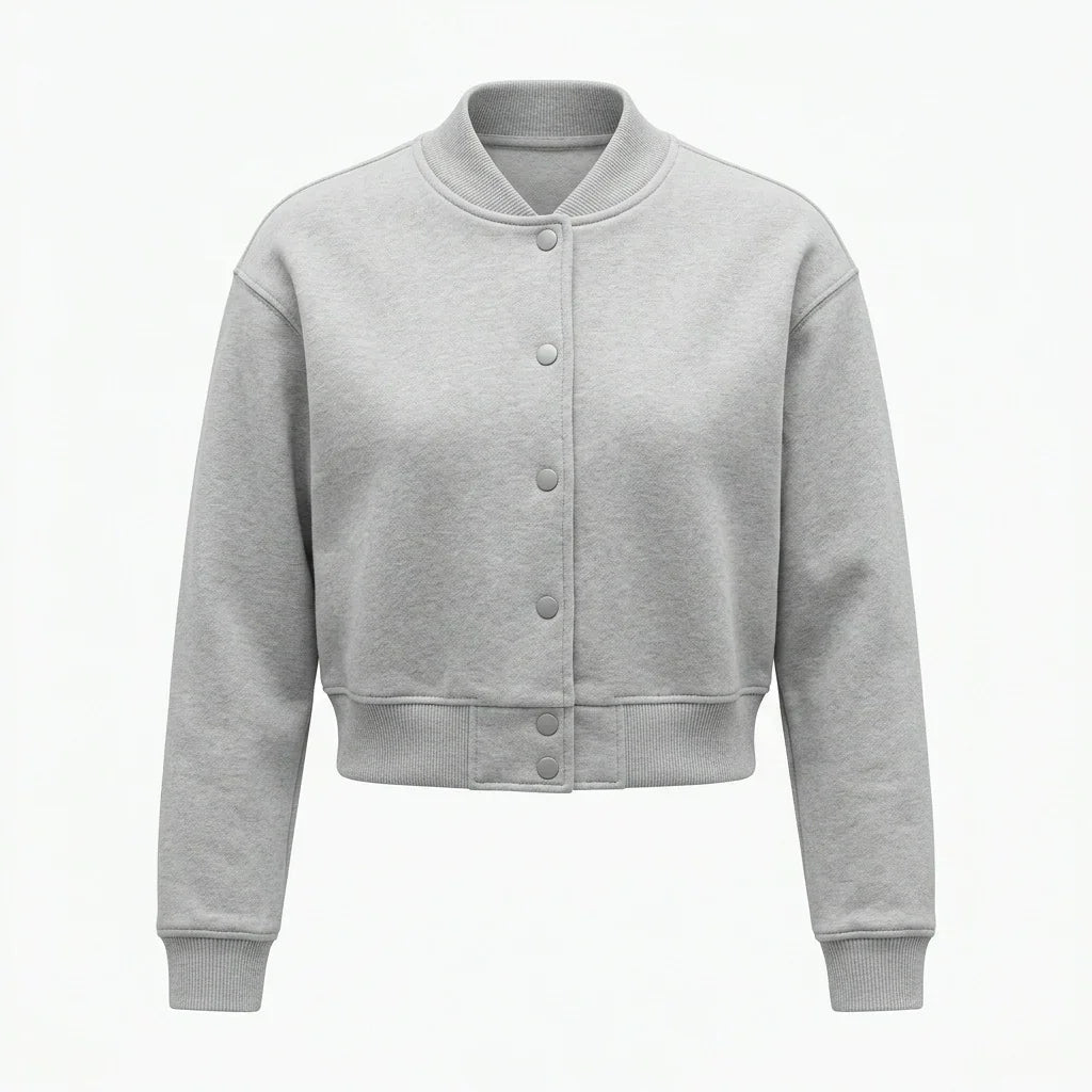 Gray Wool Cropped Varsity Jacket by DesignMyVarsity