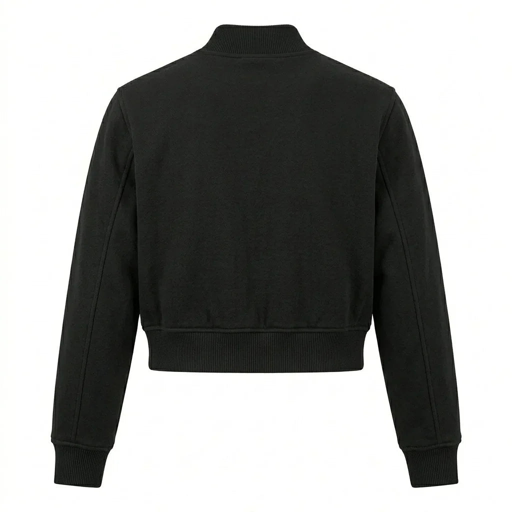 Black Wool Cropped Varsity Jacket by DesignMyVarsity
