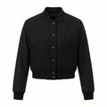 Black Wool Cropped Varsity Jacket by DesignMyVarsity