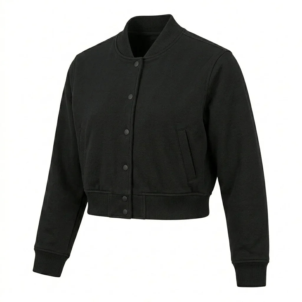 Black Wool Cropped Varsity Jacket by DesignMyVarsity