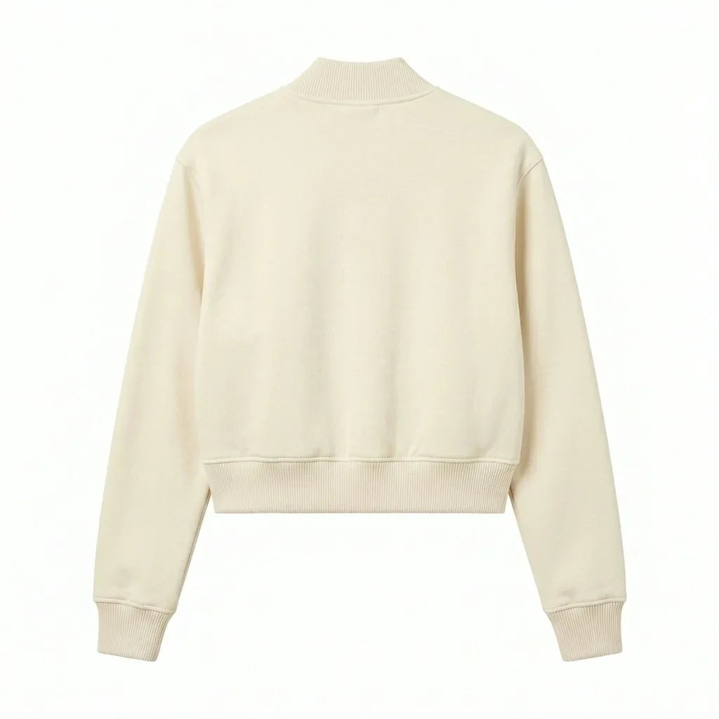 Cream Wool Cropped Varsity Jacket by DesignMyVarsity