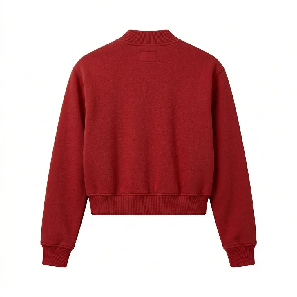 Maroon Wool Cropped Varsity Jacket by DesignMyVarsity