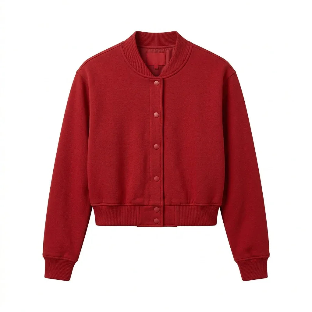 Maroon Wool Cropped Varsity Jacket by DesignMyVarsity