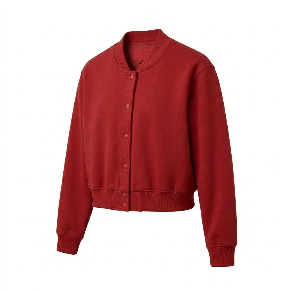 Maroon Wool Cropped Varsity Jacket by DesignMyVarsity