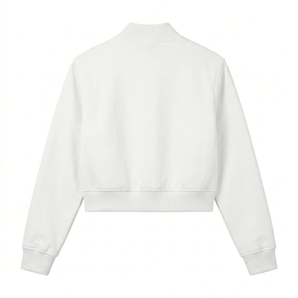 White Wool Cropped Varsity Jacket by DesignMyVarsity