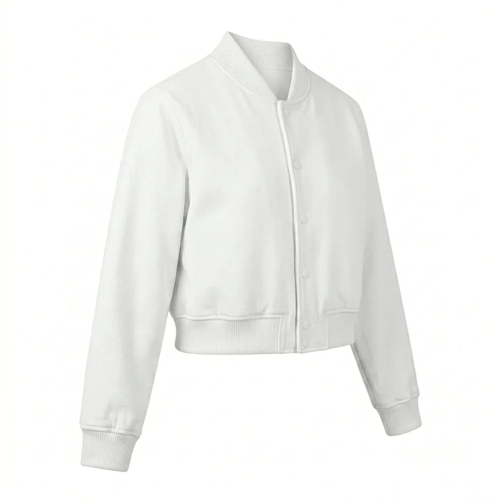 White Wool Cropped Varsity Jacket by DesignMyVarsity