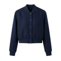 Navy Blue Wool Cropped Varsity Jacket by DesignMyVarsity