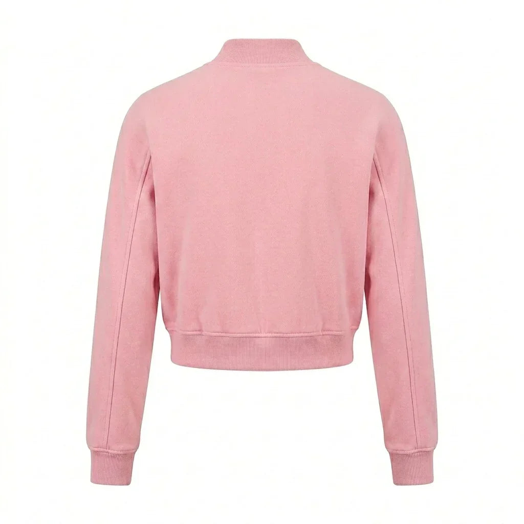 Pink Wool Cropped Varsity Jacket by DesignMyVarsity