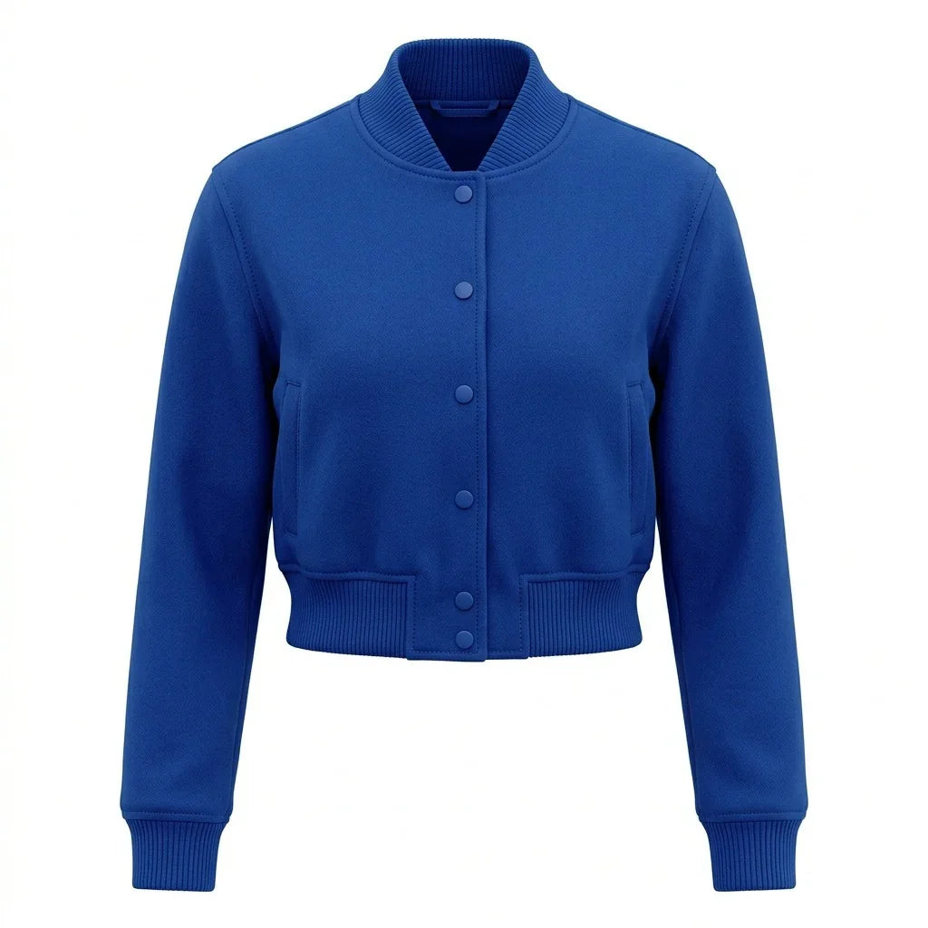 Royal Blue Wool Cropped Varsity Jacket by DesignMyVarsity