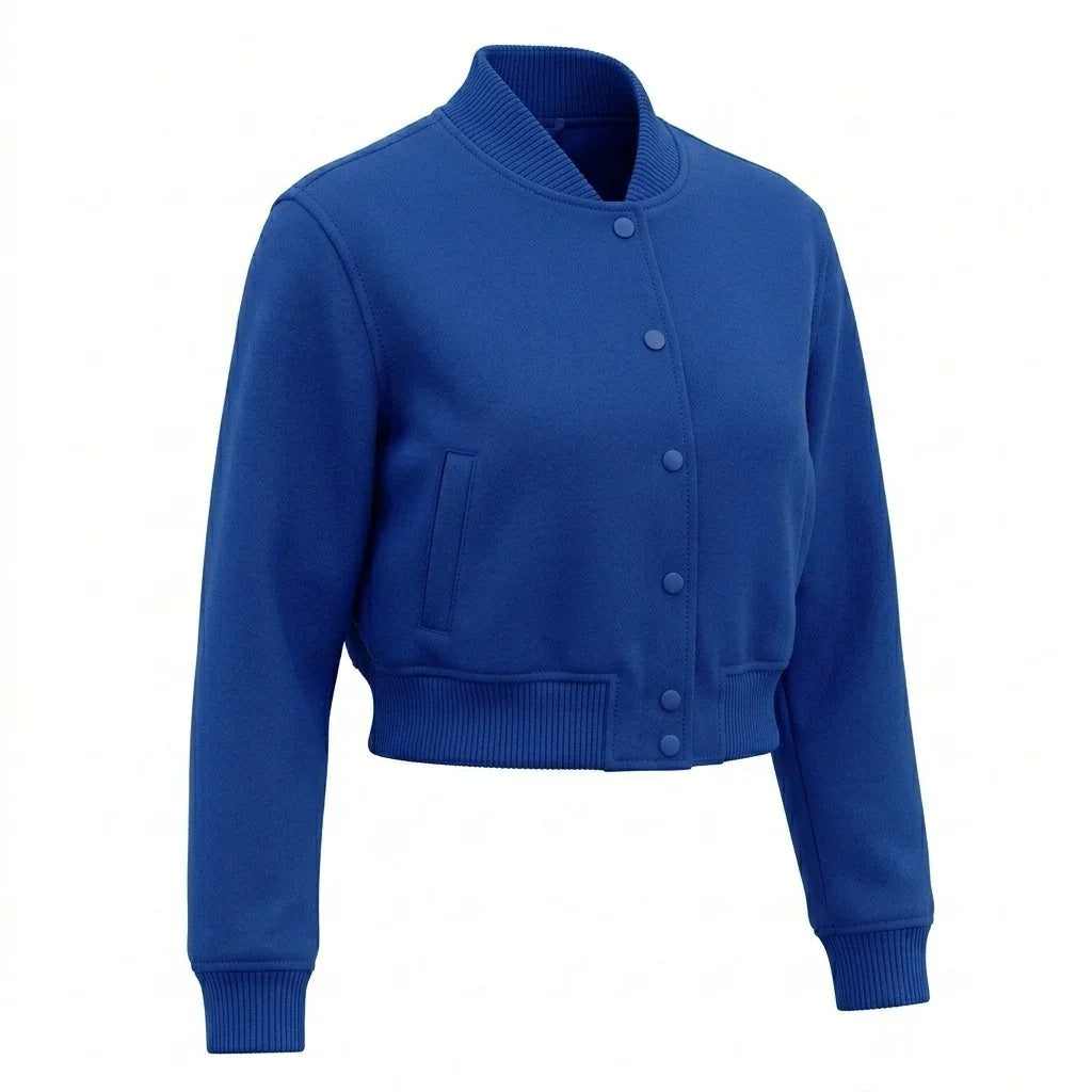 Royal Blue Wool Cropped Varsity Jacket by DesignMyVarsity